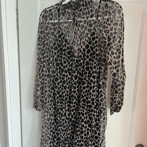 Zara Giraffe Print Maxi Dress with High Collar
